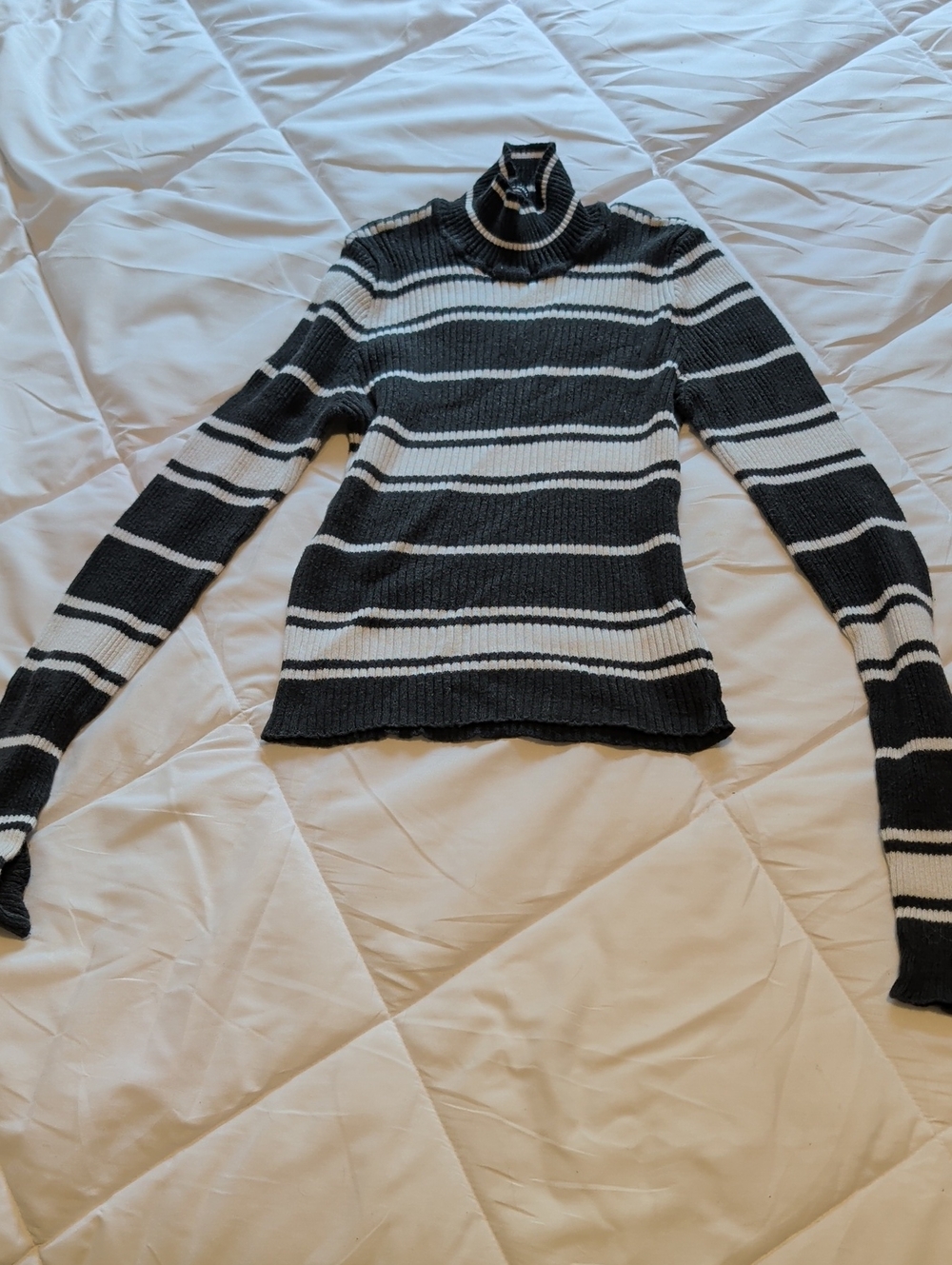 Brandy Melville Black & White Striped Turtleneck Sweater